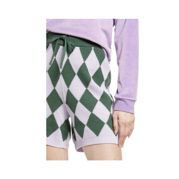 Bp. Be Proud Gender Pride Argyle Sweater Shorts XSMALL Diamond Green Purple - Picture 7 of 11